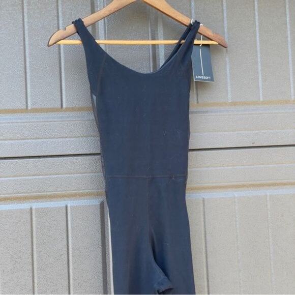 Love Soft Jumpsuit Black Strappy Back New with tag Size Small - Picture 3 of 9
